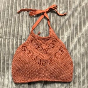Burnt orange halter swim top